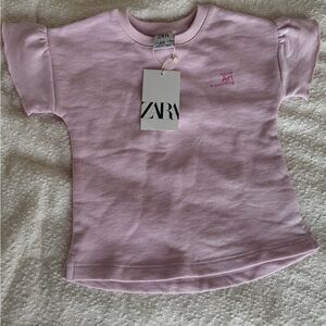 Zara Lilac Short Sleeve Tee with Puff Shoulders